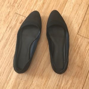 Black almond toe flats